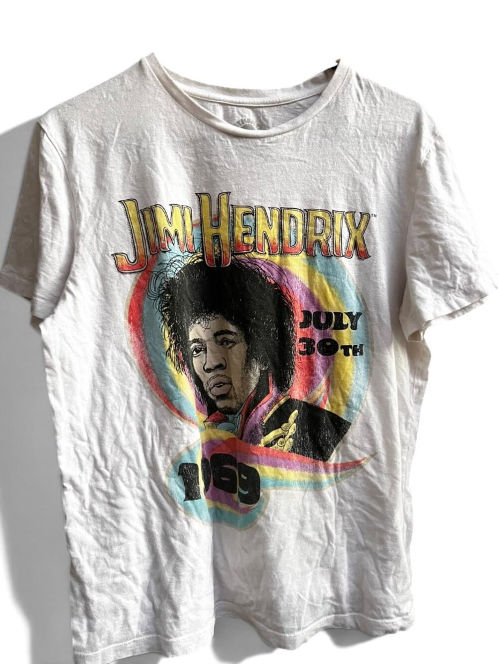 Authentic Jimi Hendrix July 30th 1969 Vintage Graphic White T-Shirt Size XXL